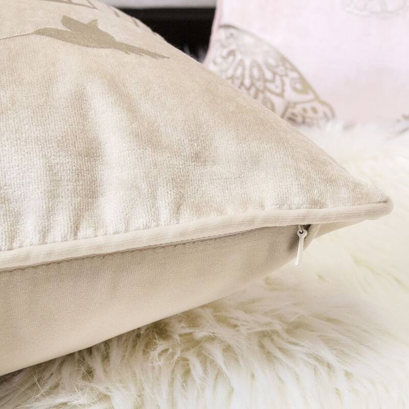 Homey Cozy Foil Print Bird Throw Pillow Cover & Insert