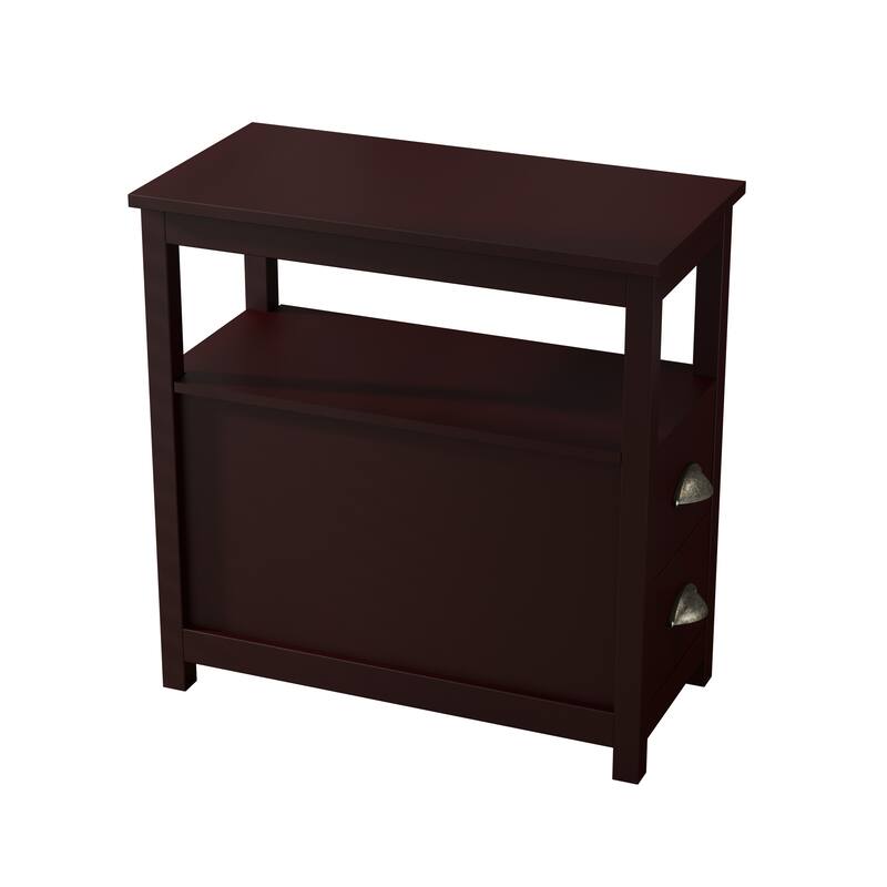 End Table With Two Drawers And Open Shelf