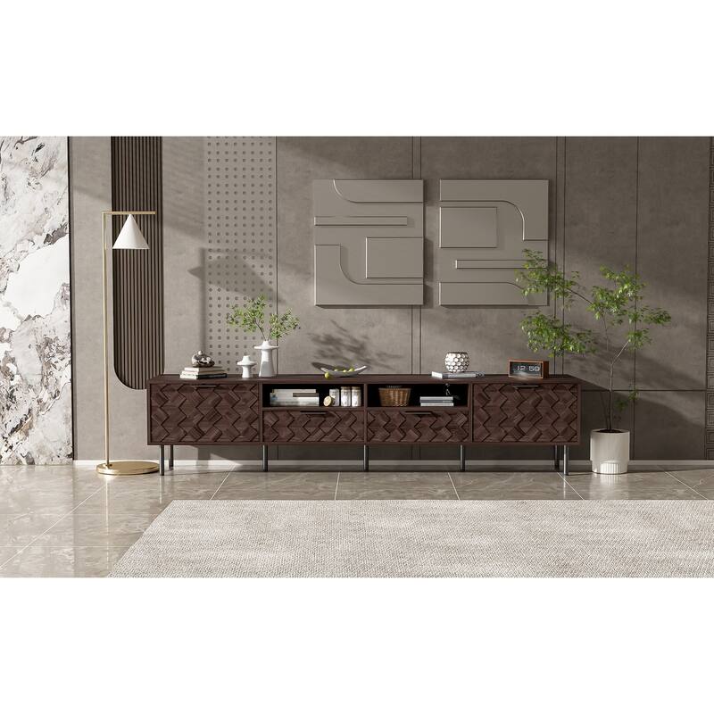 78 inch Modern TV Stand for TVs up to 85", Entertainment Center with Closed Storage & Cable Management