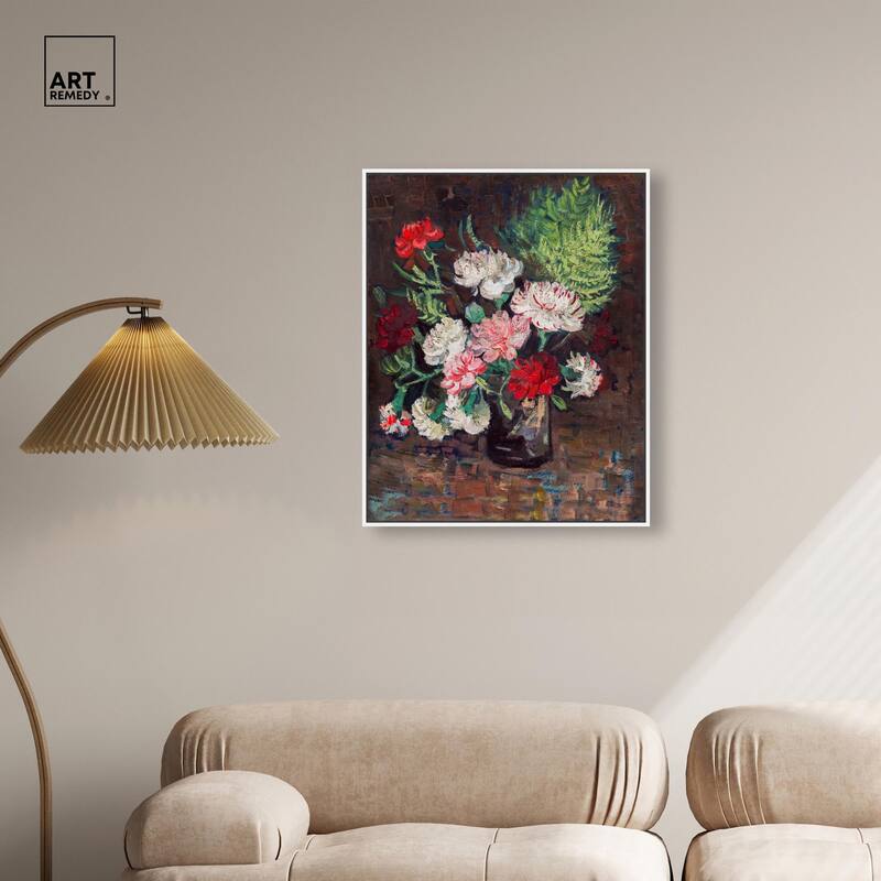Vase with Carnations Canvas by Art Remedy
