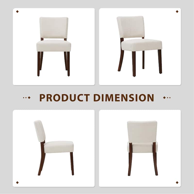 Set of 2 Modern Farmhouse Dining Chairs: Upholstered Mid-Back Chairs with Wood Legs