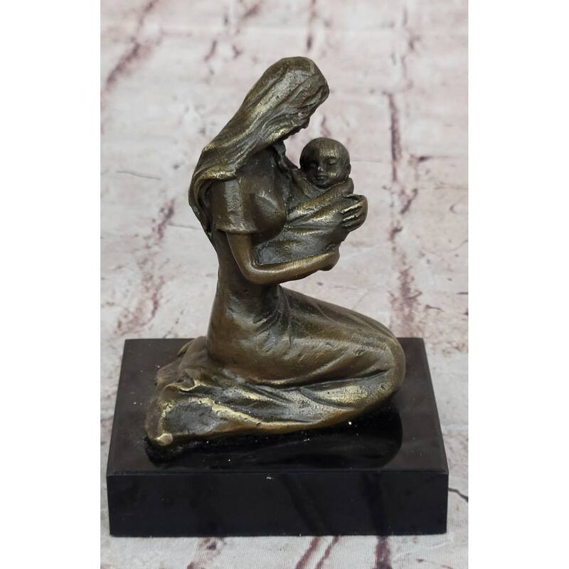 Young Mother W/ Newborn Baby Bronze Sculpture Statue Figure Signed Art By Milo