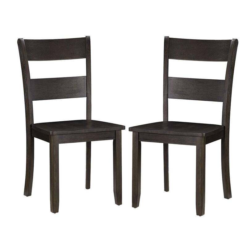 Transitional Wooden Side Chair with Ladder Backrest, Set of 2 - 38 H x 21 W x 18 L Inches