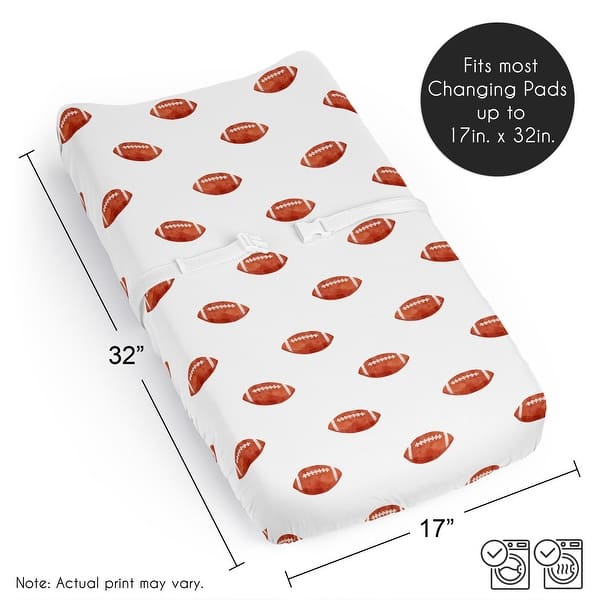 Sweet Jojo Designs Brown and White Football Boy Changing Pad Cover Sheet for Vintage Foot Ball Sport Themed Footballs Collection