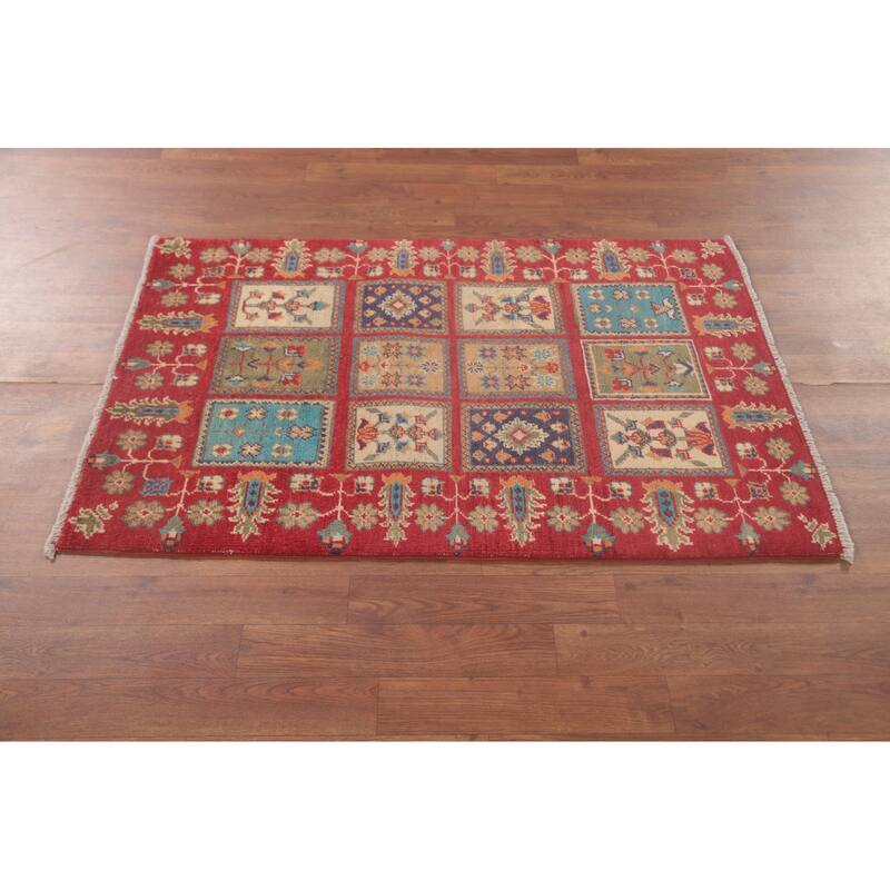 Garden Design Kazak Oriental Foyer Rug Handmade Wool Carpet - 2'9" x 4'1"
