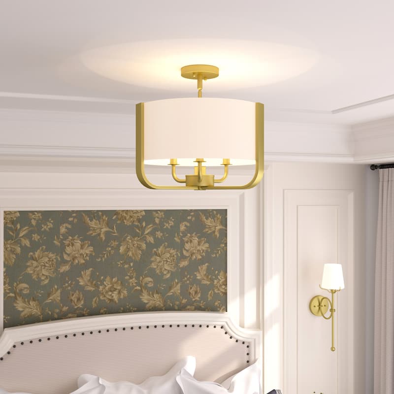 Vernitta 3-light Mid-century Modern Drum Semi-flush Mount Ceiling Lights - 16.75 inches
