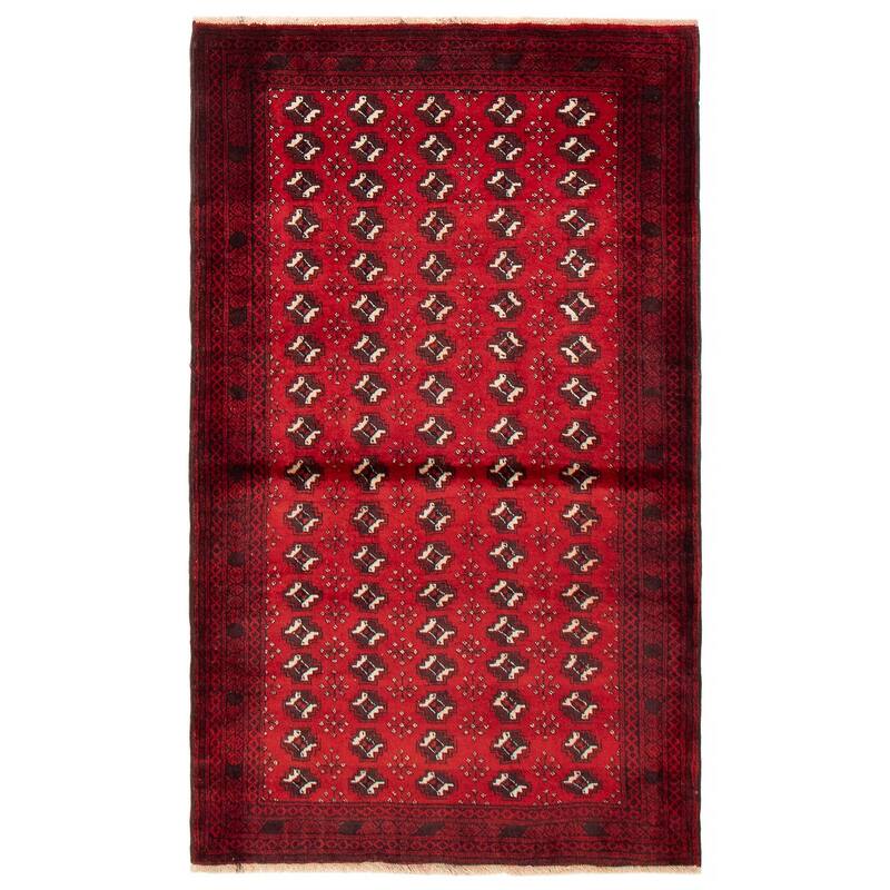 ECARPETGALLERY Hand-knotted Royal Baluch Red Wool Rug - 3'9 x 6'2 - Red - 3'9 x 6'2