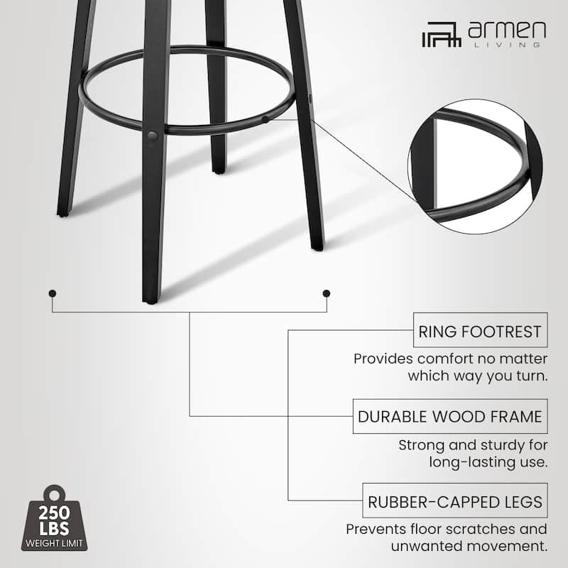 Daxton Mid-Century Swivel Bar Stool, Upholstered Counter Chair with Bentwood Legs