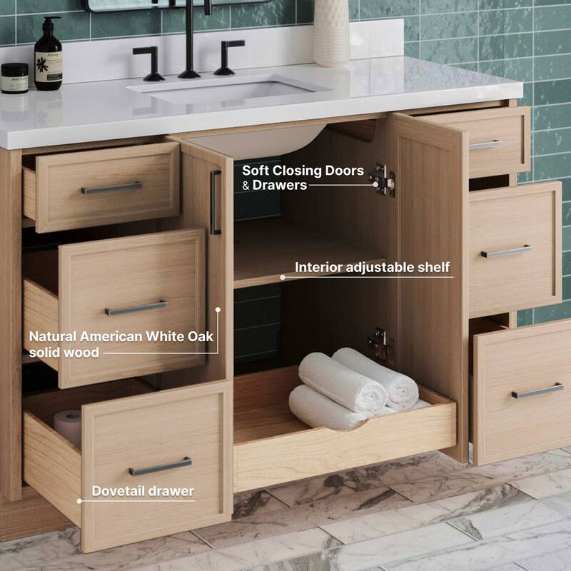 Ariel K55WQRVO Kelly 55" Free Standing Single Basin Vanity Set with