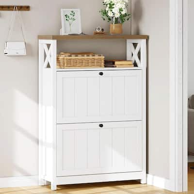 Moasis Shoe Storage Cabinet Organizer with 2 Compartments for Entryway Hallway