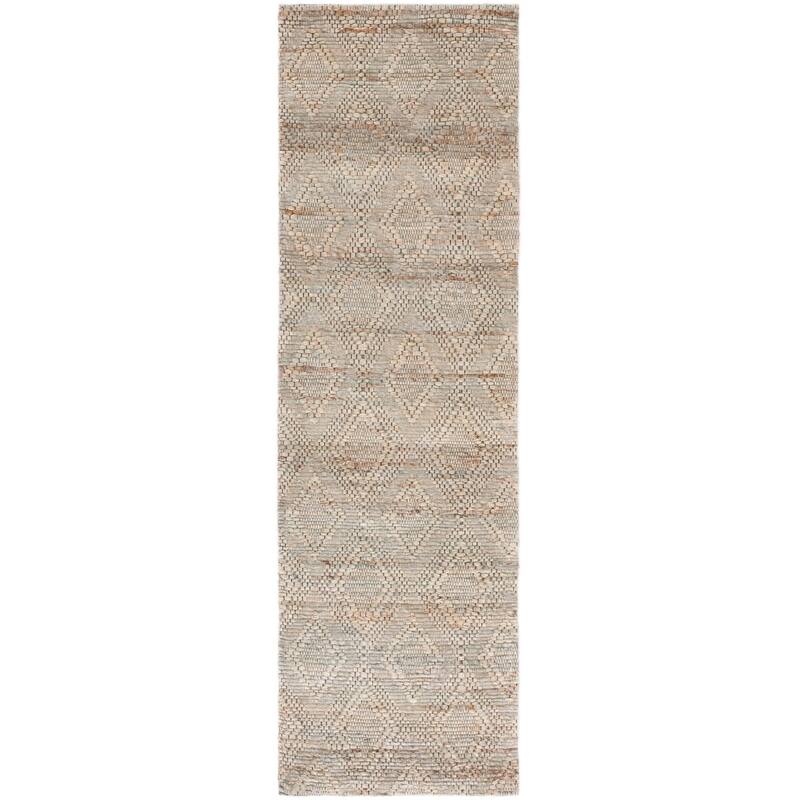 SAFAVIEH, Handmade Marbella Novica Jute Rug - 2'3" x 8' Runner - Grey/Sage