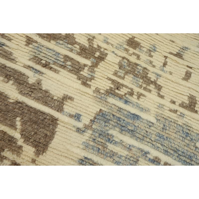 Hand-knotted Modern Wool Beige Abstract Area Rug Oriental Carpet - 8' 3'' X 5' 6''
