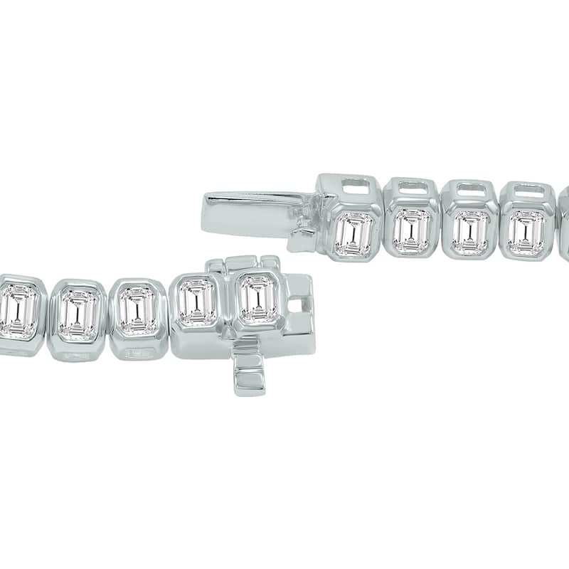 Marquee 5 Carat TW Emerald Cut Lab Grown Diamond Bezel Set Bracelet in 14K White Gold