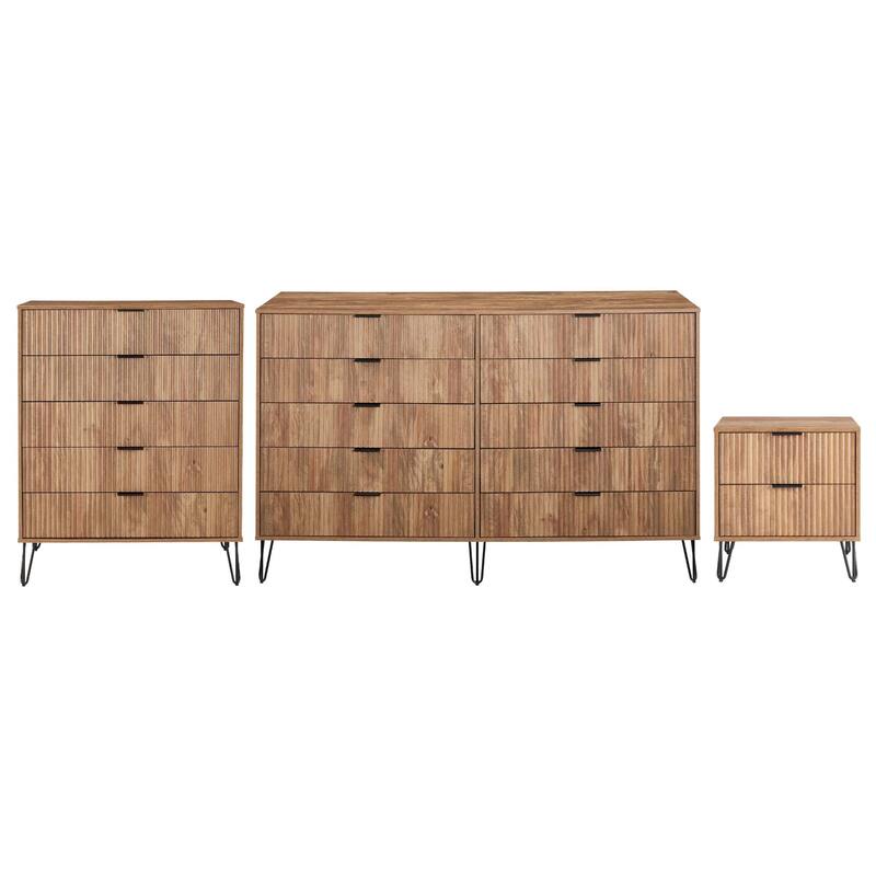 Manhattan Comfort 3-Piece Dumbo Modern Multi Dresser Nighstand Set
