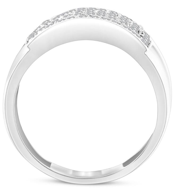1 1/2Ct TW Men's Wide Diamond Pave Ring in White or Yellow Gold