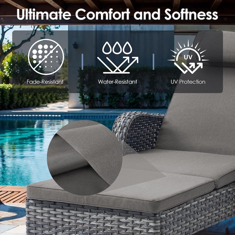 Outdoor Patio Chaise Lounge Chairs with Cushion