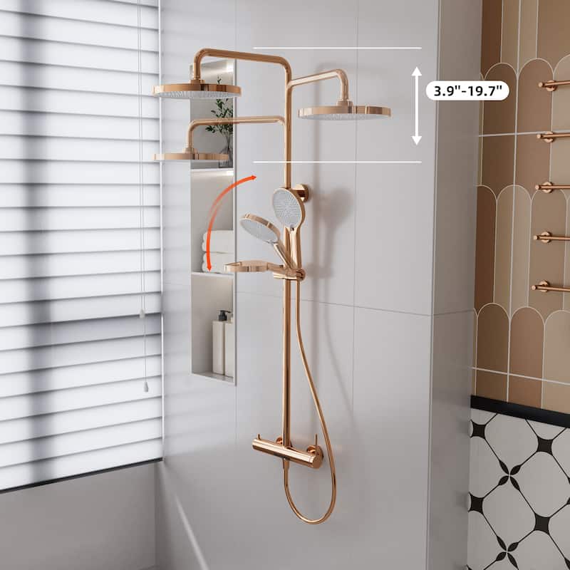 Modland Wall Mount 3-Function Shower System with 10" Rainfall, 1.59GPM, Matte Black/Rose Gold/Chrome