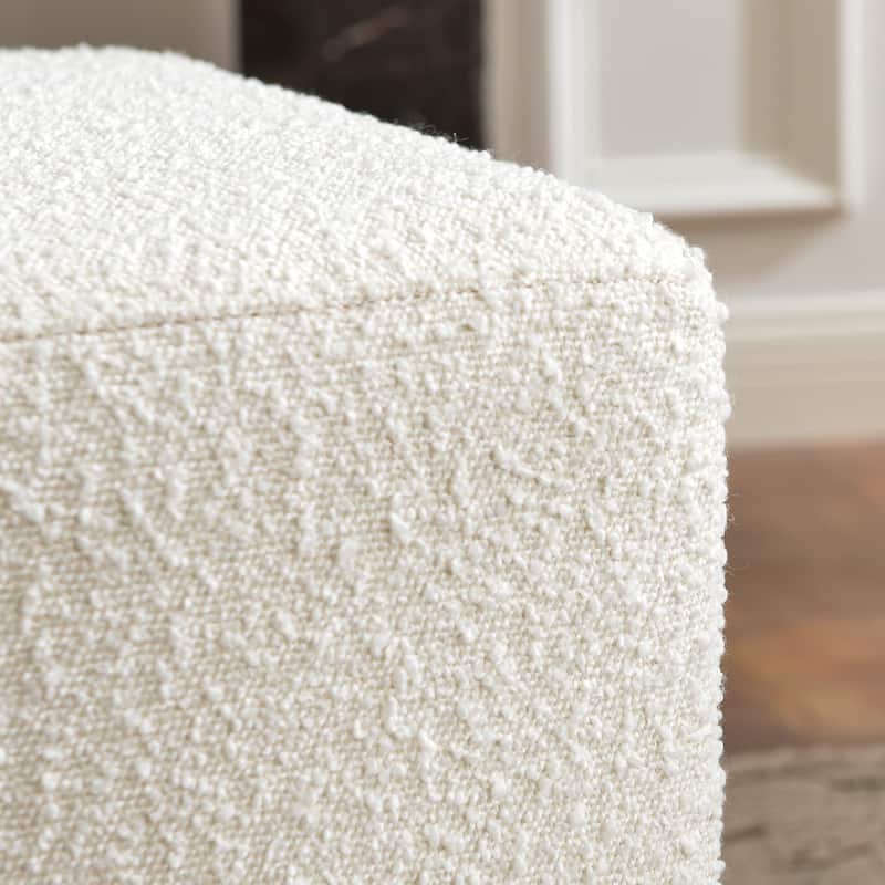 KINWELL 18.5" W Square Boucle Upholstered Ottoman Entryway Footstool
