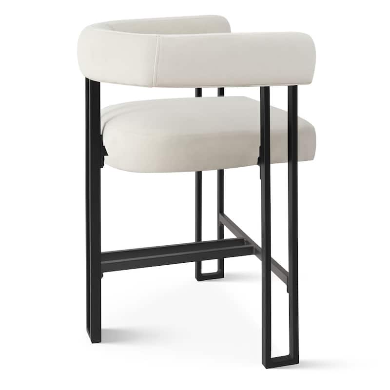 24" Seat Height Upholstered Velvet Solid back Counter Stool (Set of 4)