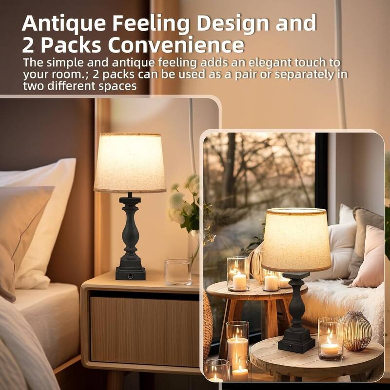 Touch Lamps for Bedroom Set of 2,Bed-Side Table Lamps