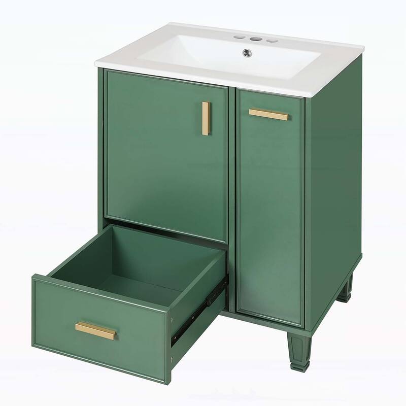 Bathroom Vanity Cabinet with Sink,with Door Shelf,Deep Drawer,2-Tier Pull-Out Basket