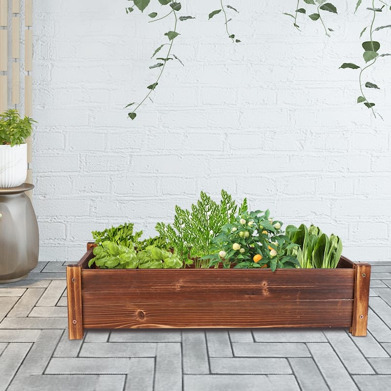 Wooden Raised Garden Bed Planter Boxes 26" L x 13" W x 6" H