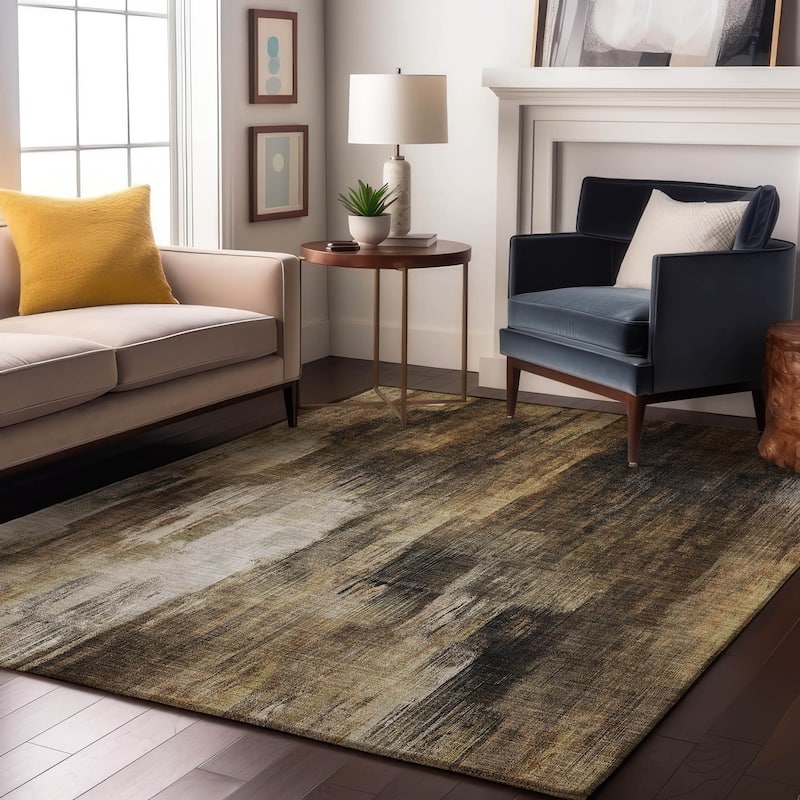 Premium Washable Super Soft Abstract Brushstrokes Mayfield Rug - Chocolate - 9' x 12' - Rectangle