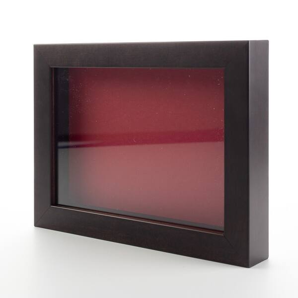 Dark Brown 24x36 Wood Shadow Box with Red AcidFree Backing With 5/8