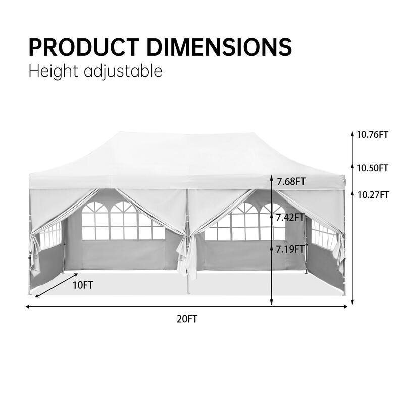 Zenova Heavy-duty 10' x 20' Pop up Canopy Gazebo Tent