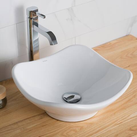 Kraus Elavo 15 1/2 inch Tulip Porcelain Ceramic Vessel Bathroom Sink