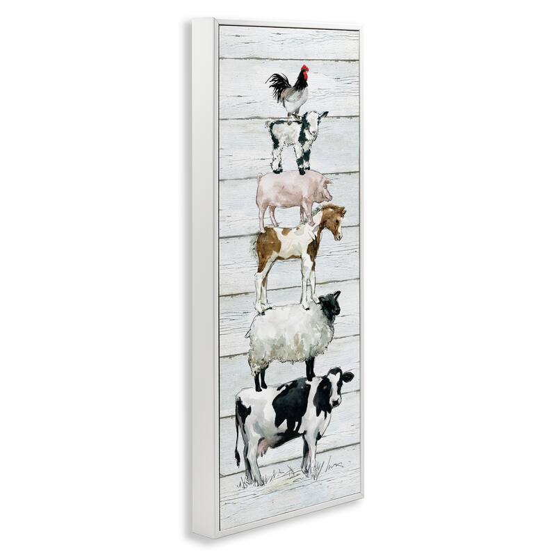 Stupell Country Farm Animal Stack Cow Sheep Pig Rooster Framed Wall Art - Multi-Color