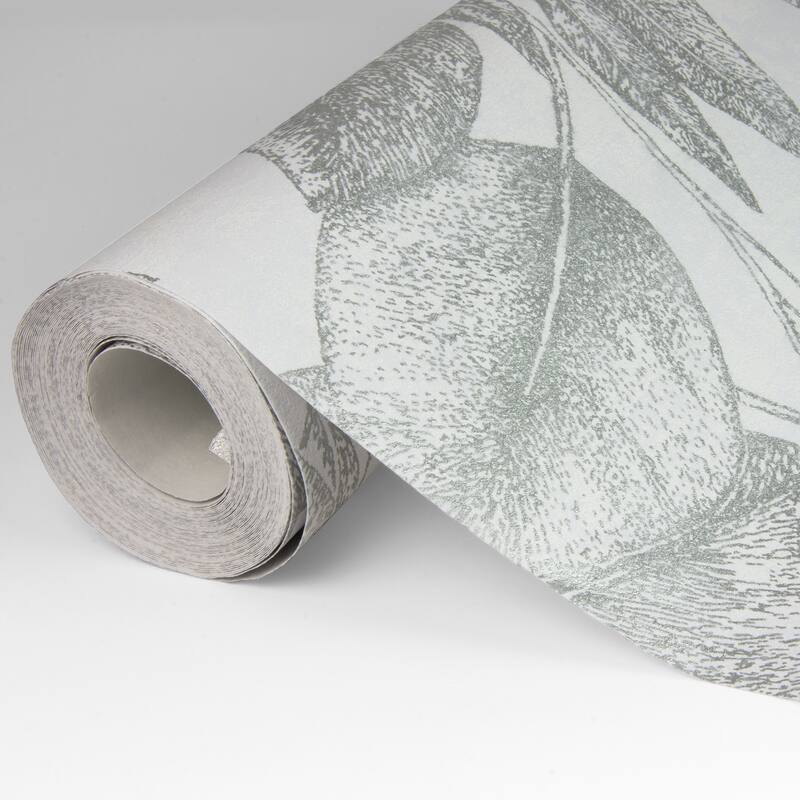 Advantage Suki Silver Leaves Wallpaper - 20.9in x 396in x 0.025in - 20.9in x 396in x 0.025in