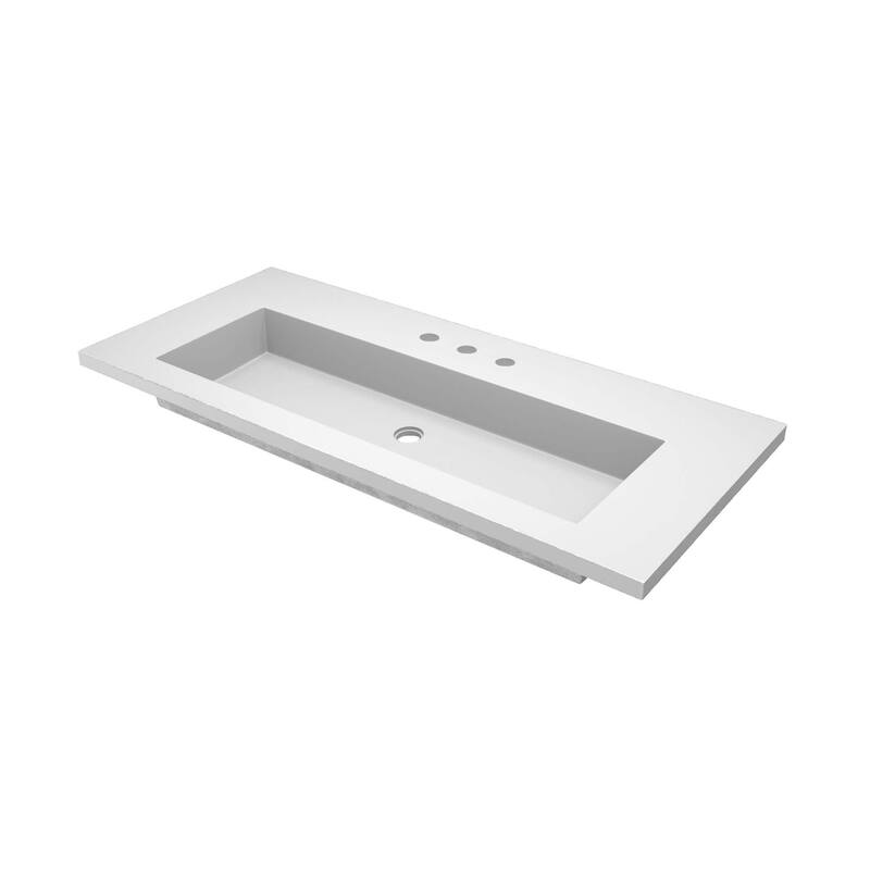 Capistrano 48.5-inch Concrete Vanity Top with Integral Trough Sink - 8" Widespread - Pearl