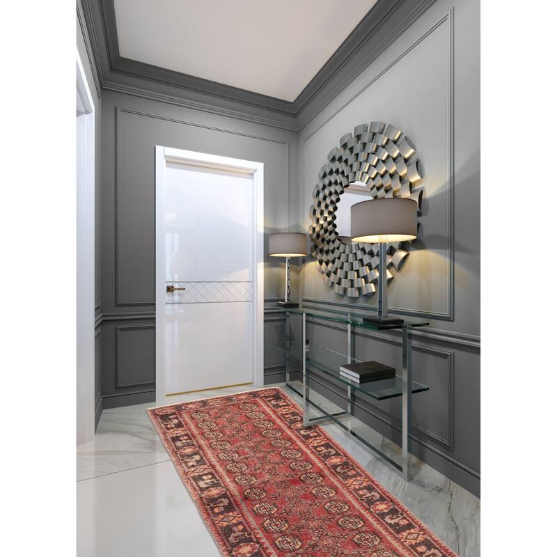 ECARPETGALLERY Hand-knotted Andelz Red Wool Rug - 3'0 x 9'9