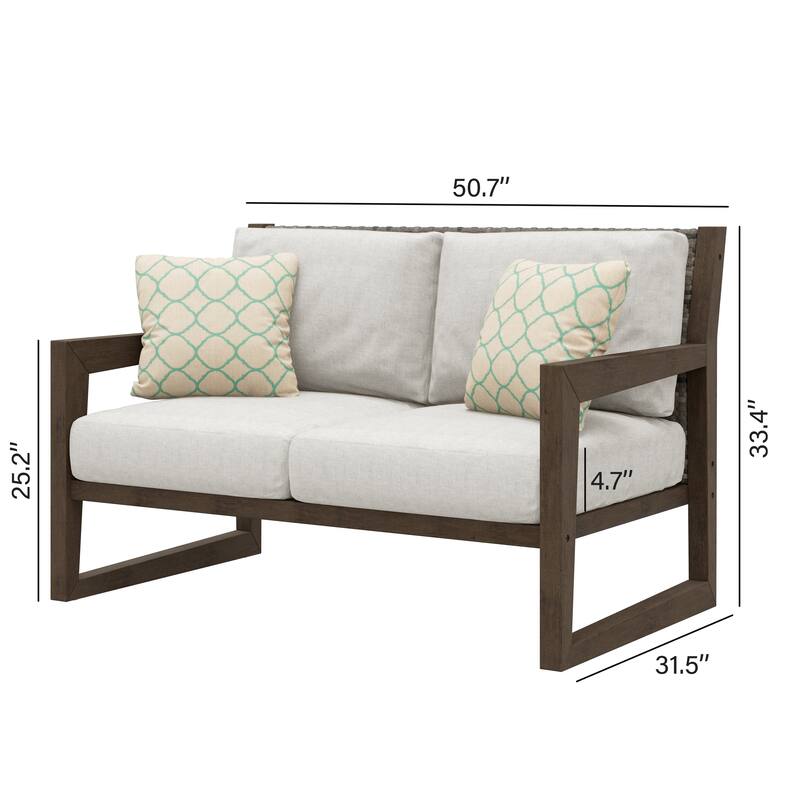 Corvus Augusta Patio Loveseat with Sunbrella Pillows