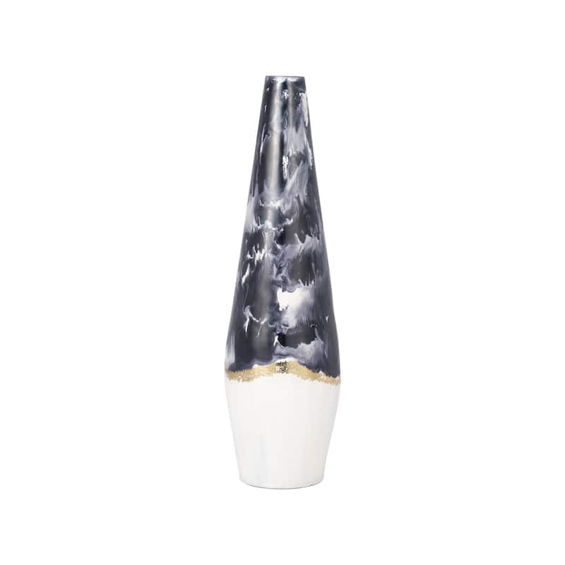 Sagebrook Home Metal, Neptune Floor Vase, Ivory/navy - Elegant Decor for Every Home