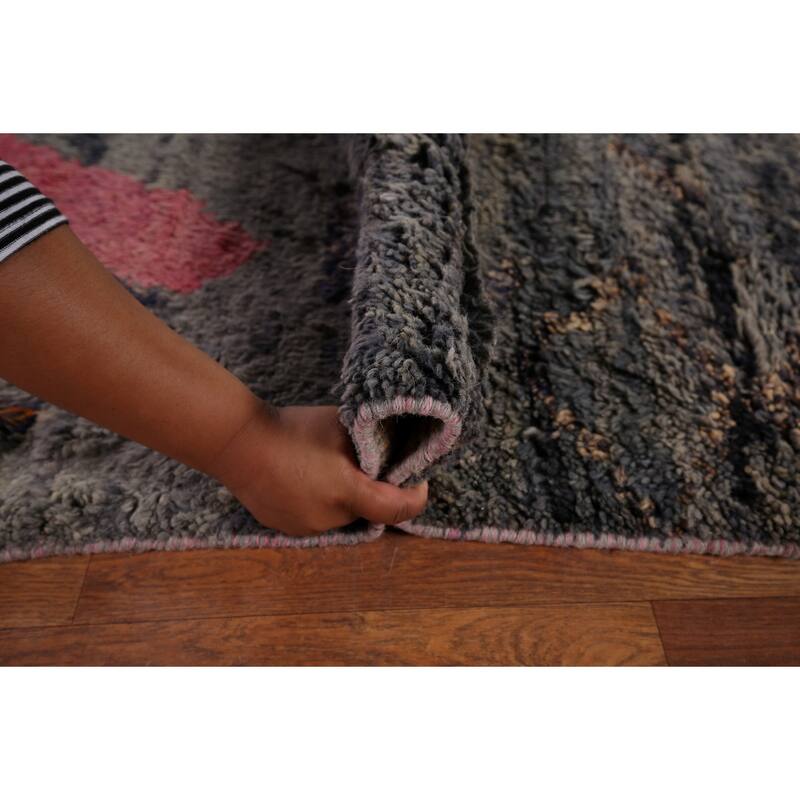 Gray Geometric Moroccan Oriental Area Rug Handmade Wool Carpet - 9'0" x 12'3"