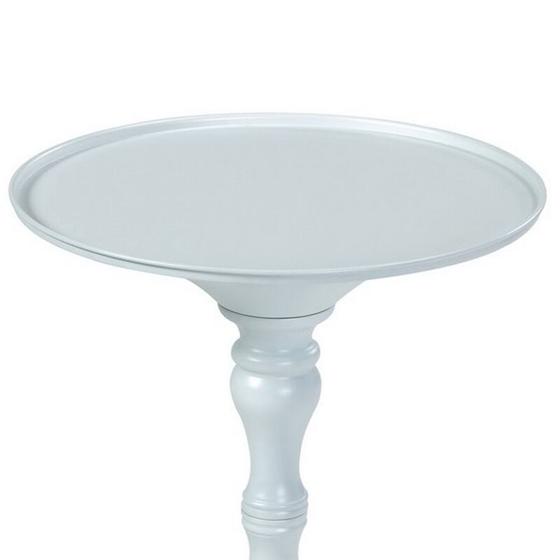 18 in. White Round Metal End Table, Durable Hourglass Frame