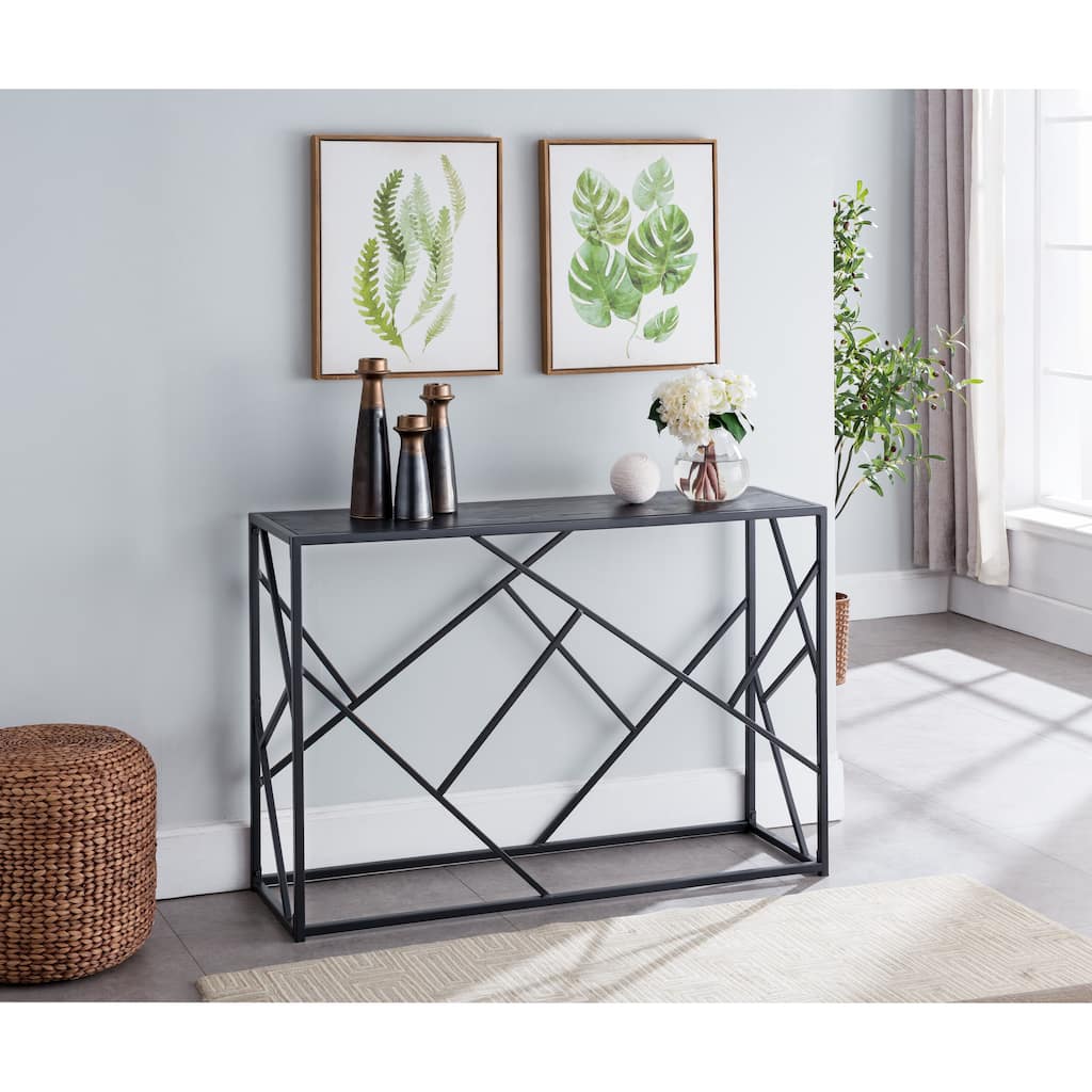 Modern Console Sofa Table, Black/Gray for Entryways & Living Room