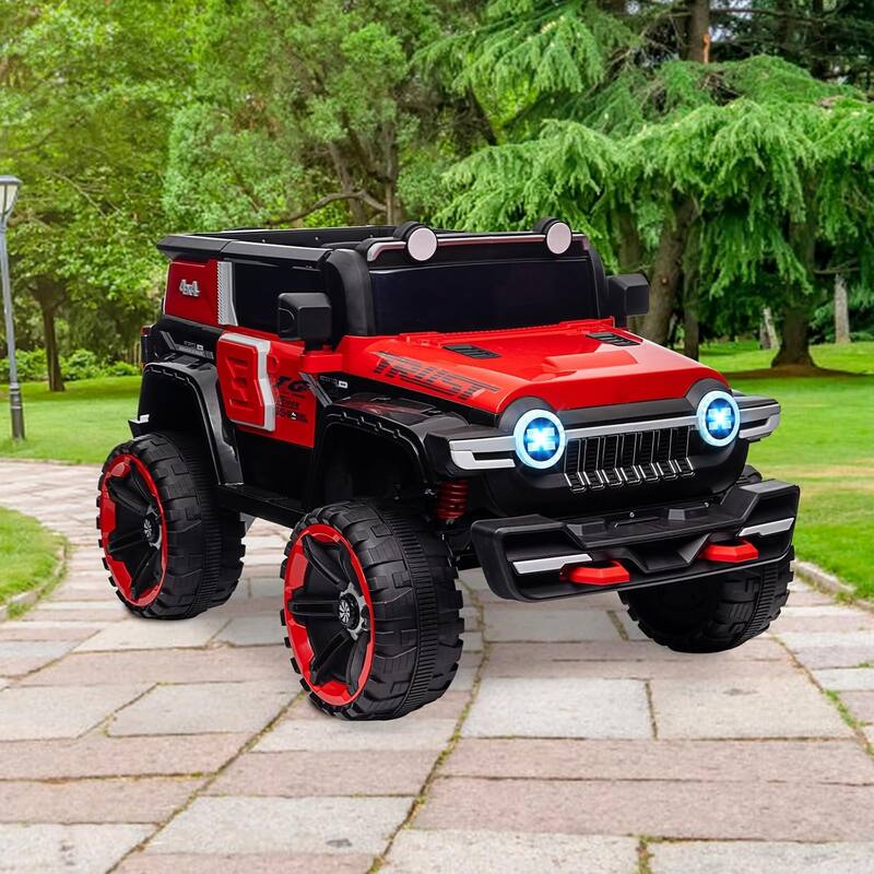 2 Seater Ride On Car with Remote Control, 4WD Off-Road Truck 12V Electric Battery Powered Ride On Toys