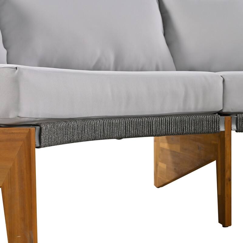 Patio 3 Piece Sofa Conversation Set, 6-Person Outdoor Seating Group w/ Cushions & Coffee Table, Half Moon Patio Furniture Sets