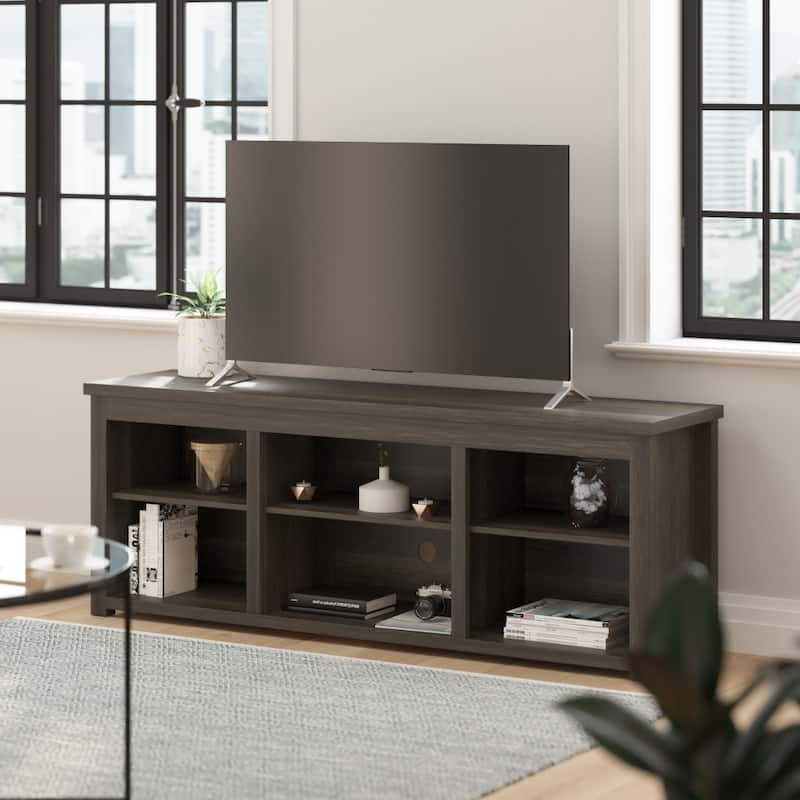 65" Media Console with Six Open Storage Compartments - Espresso
