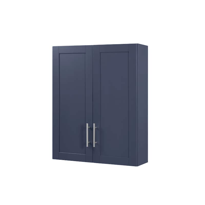 Wooden Wall-Mounted Cabinet with Double Doors and Shelves.