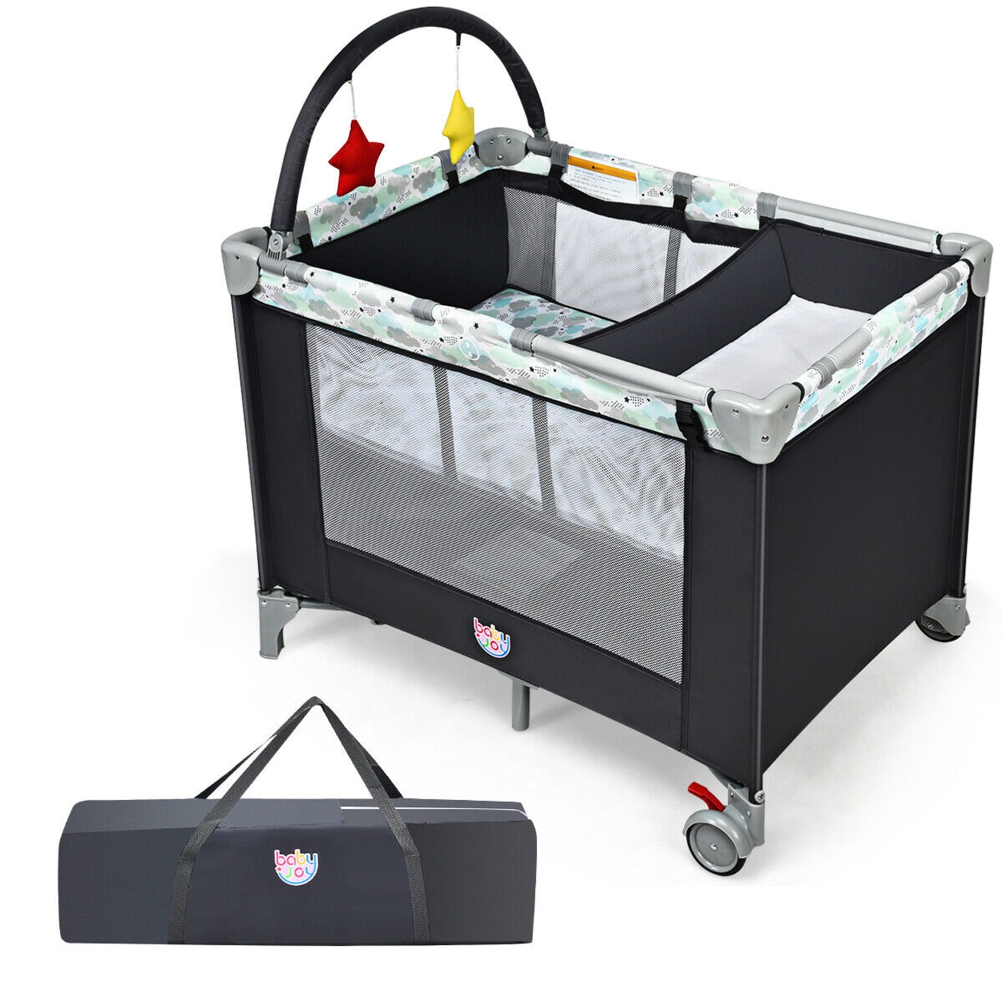Gymax Portable Baby Playard Playpen Nursery Center w/ Changing Station