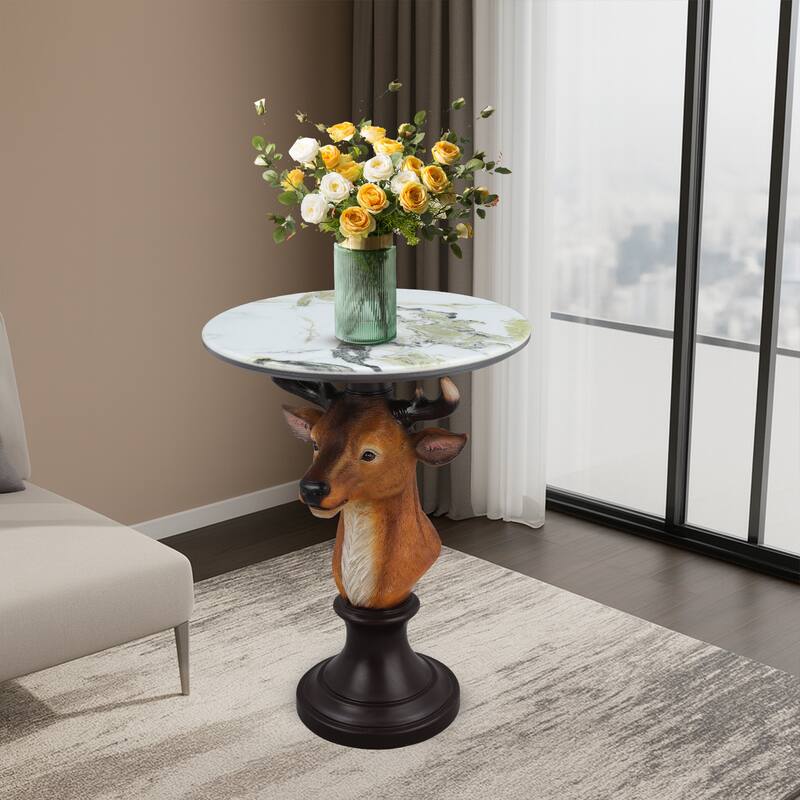 Deer Head Accent Table Animal Statue End Tables Livingroom