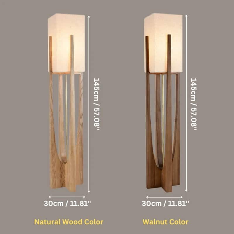 Solid Wood Modern Floor Lamp with Fabric Shade