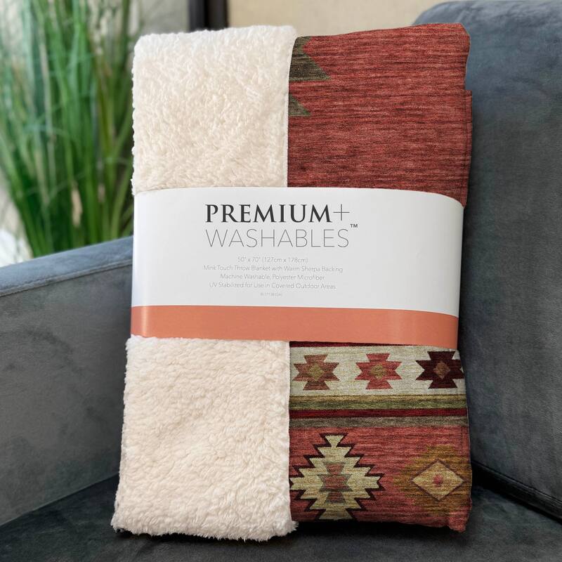 Premium Machine Washable ASB179 Southwest Sherpa Throw Blanket