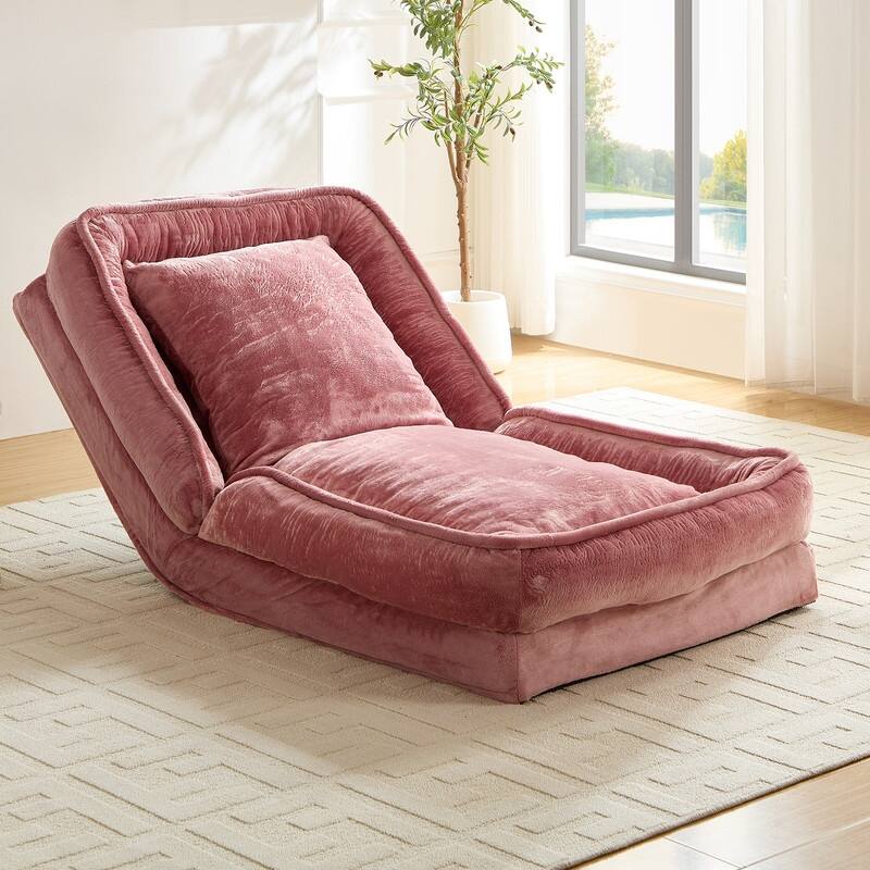 Versatile Foldable Lazy Sofa,3-in-1 Fold Small Tatami Sofa Bed,Lounge Chair Sofa, Human Friendly Pet Beds Lazy Sofa - Pink - 1-Seater