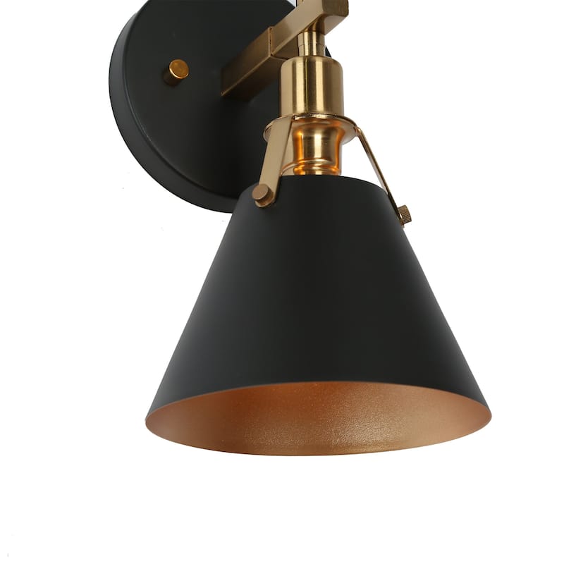 Modern Farmhouse 1-Light Cone Wall Sconce Black Bathroom Vanity Lights - L 6" x W 6.5" x H 10"