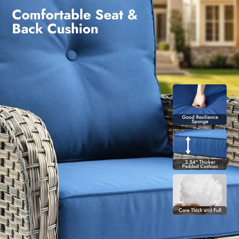 OVIOS 9 Pieces T shaped Seat Curved Swivel Chair Set With Fire Pit